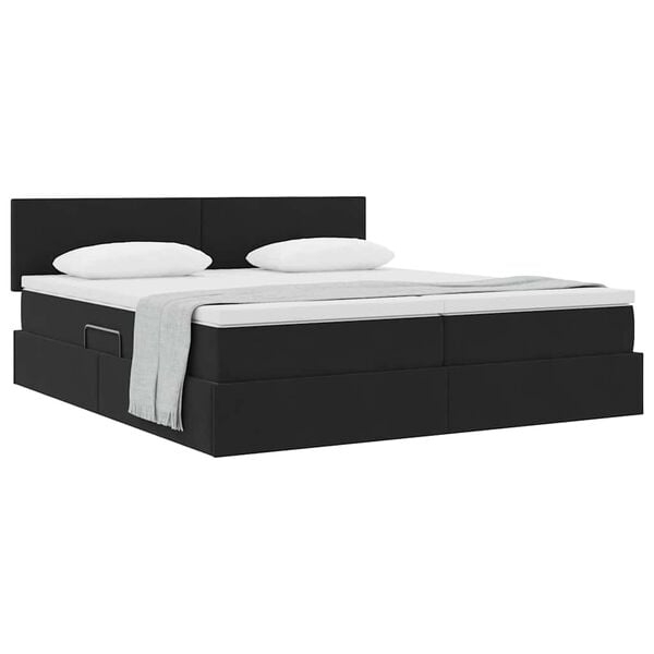 vidaXL Lit de Rangement avec matelas avec t&ecirc;te de lit Noir 90 x 200 cm