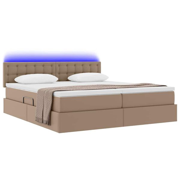 vidaXL Lit avec rangement et LED avec matelas Cappuccino 180 x 200 cm