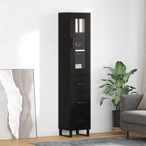 vidaXL Haut Armoire Ch&ecirc;ne noir 34,5 x 34 x 180 cm Bois d'ing&eacute;nierie