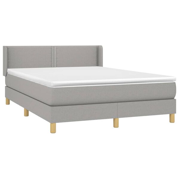 vidaXL Sommier &agrave; lattes de lit avec matelas Gris clair 140x200cm Tissu
