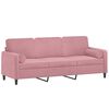 vidaXL Canap&eacute; 3 places avec oreillers d&eacute;coratifs rose 180 cm velours