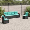 vidaXL Salon de jardin 6 pcs avec coussins noir r&eacute;sine tress&eacute;e