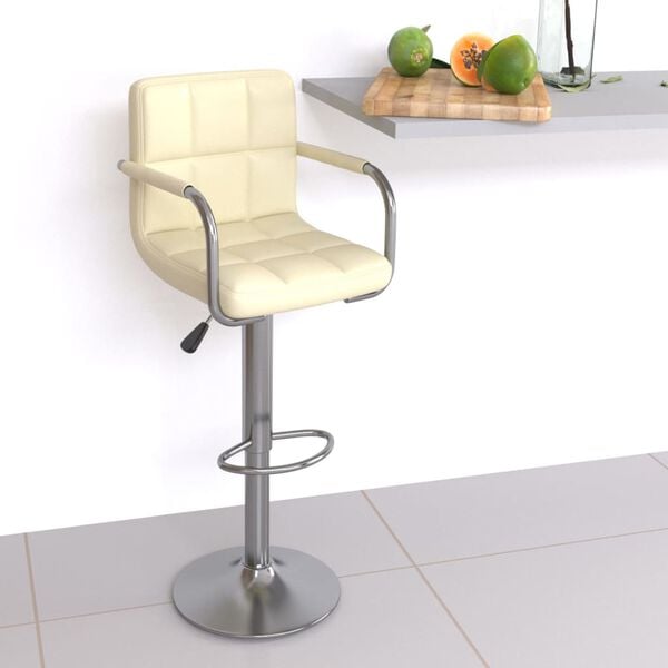 vidaXL Tabouret de bar Crème Similicuir