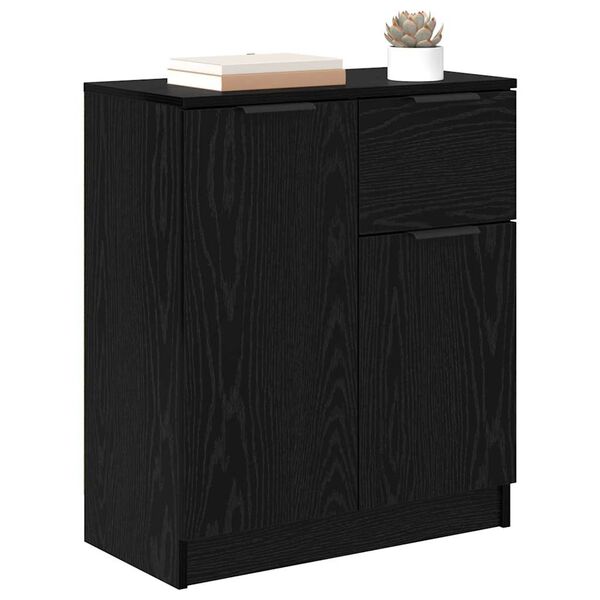 vidaXL Buffet avec tiroir Ch&ecirc;ne noir 60 x 30 x 70 cm Bois d'ing&eacute;nierie