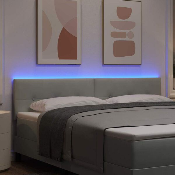 vidaXL T&ecirc;te de lit LED avec t&ecirc;te de lit Gris clair 180 cm Polyester