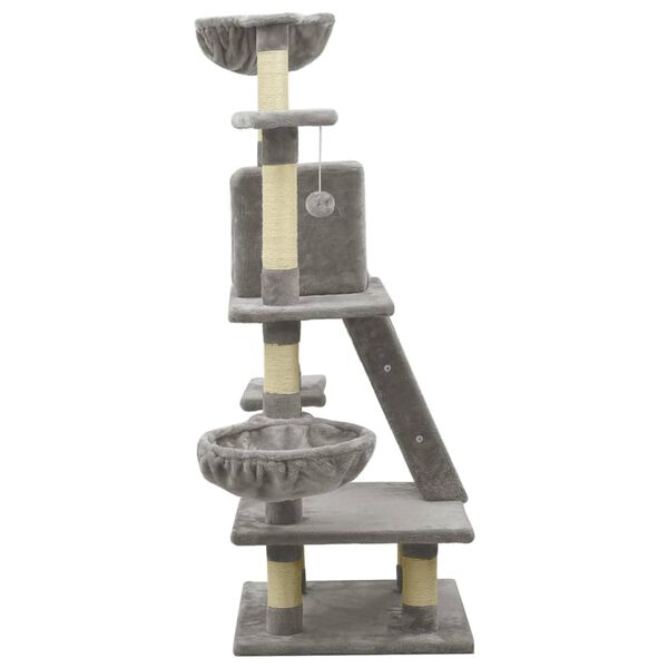 vidaXL Arbre à chat avec griffoirs en sisal Gris 122 cm