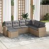 vidaXL Salon de jardin avec coussins 7 pcs beige r&eacute;sine tress&eacute;e