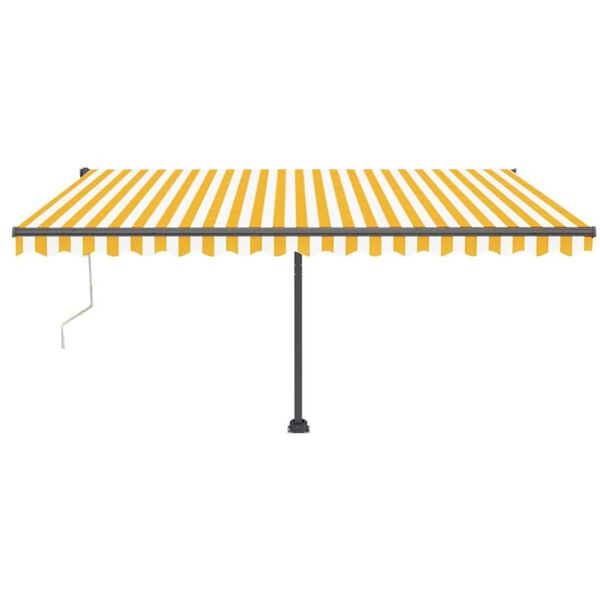 vidaXL Auvent automatique capteur de vent LED 450x350cm Jaune et blanc