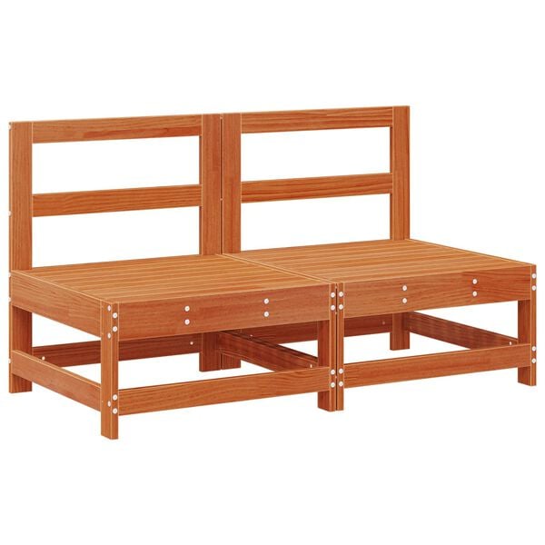 vidaXL Sofa de jardin milieu Pin massif Brun Cir&eacute; 124 x 62 x 70,5 cm