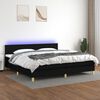 vidaXL Sommier &agrave; lattes de lit et matelas et LED Noir 200x200 cm Tissu