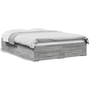 vidaXL Cadre de lit avec tiroirs sans matelas sonoma gris 120x190 cm