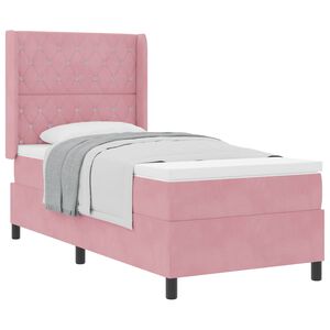 vidaXL Lit &agrave; ressorts avec matelas Rose 90 x 190 cm Velours