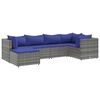 vidaXL Salon de jardin 6 pcs avec coussins Gris R&eacute;sine tress&eacute;e