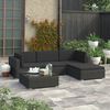 vidaXL Salon de jardin 5 pcs avec coussins Résine tressée Noir