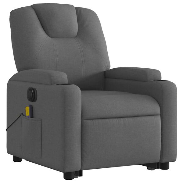 vidaXL Fauteuil inclinable de massage &eacute;lectrique Gris fonc&eacute; Tissu