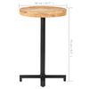 vidaXL Table de bistro Ronde &Oslash;50x75 cm Bois de manguier brut