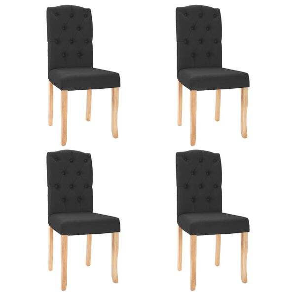 vidaXL Chaises &agrave; manger lot de 4 noir tissu
