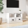 vidaXL Meuble TV blanc brillant 80x35x50 cm bois d'ing&eacute;nierie