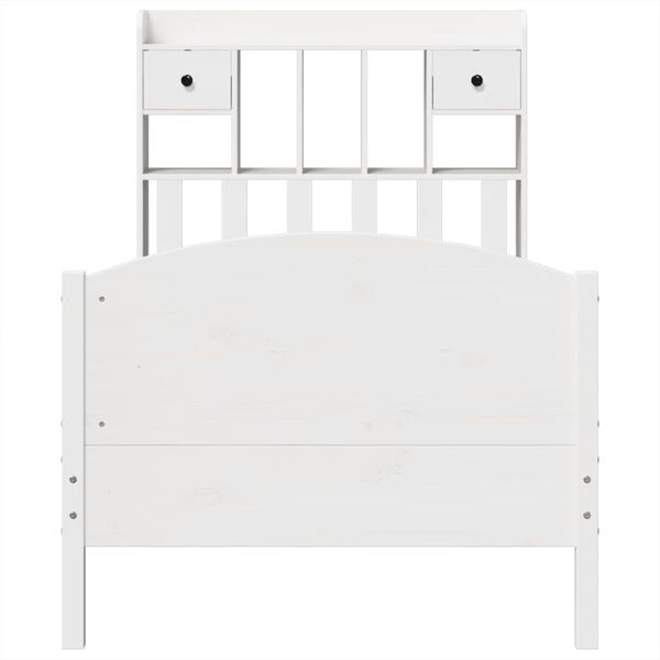 vidaXL Lit biblioth&egrave;que sans matelas blanc 90x200cm bois de pin massif