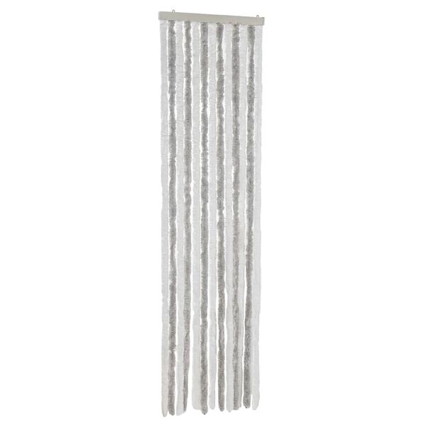 vidaXL Rideau anti-mouches gris clair et blanc 56x200 cm chenille