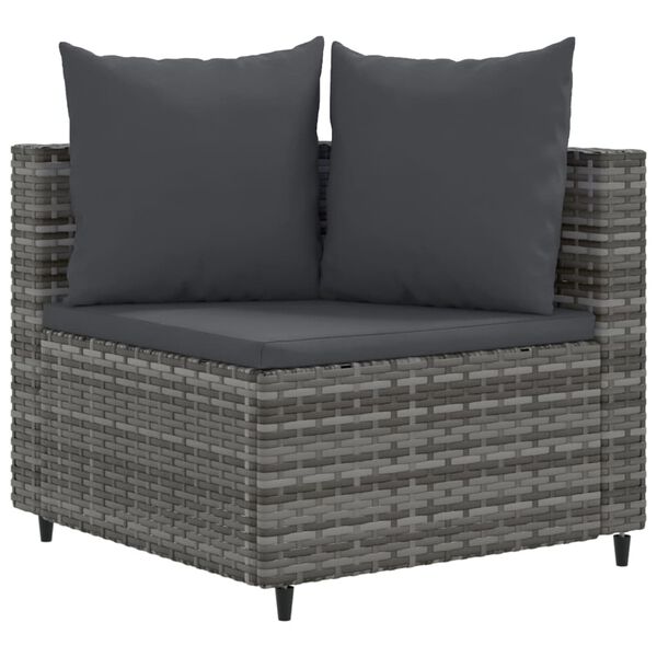 vidaXL Salon de jardin 4 pcs avec coussins gris résine tressée