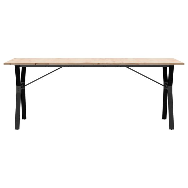 vidaXL Table &agrave; manger cadre en Y 200x100x75cm bois de pin massif acier
