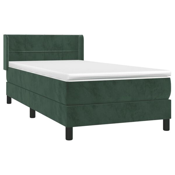vidaXL Sommier &agrave; lattes de lit avec matelas Vert fonc&eacute; 90x200 cm