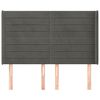 vidaXL T&ecirc;te de lit avec oreilles Gris fonc&eacute; 147x16x118/128 cm Velours