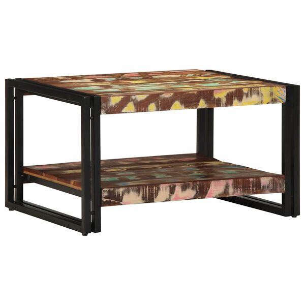 vidaXL Table basse multicolore 70x50x38 cm bois de récupération massif