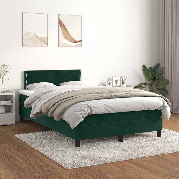 vidaXL Sommier &agrave; lattes de lit avec matelas vert fonc&eacute; 120x190 cm