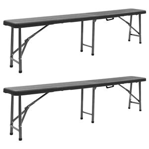 vidaXL Bancs de jardin pliables lot de 2 180 cm PEHD Noir