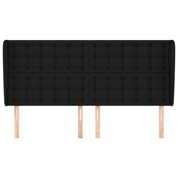 vidaXL T&ecirc;te de lit avec oreilles Noir 183x23x118/128 cm Tissu