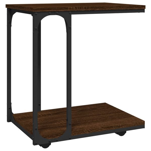 vidaXL Table d'appoint &agrave; roues Ch&ecirc;ne marron 50x35x55,5 cm