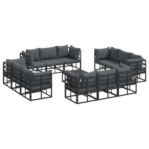 vidaXL Ensemble de canap&eacute; de jardin 13 pcs Noir M&eacute;tal