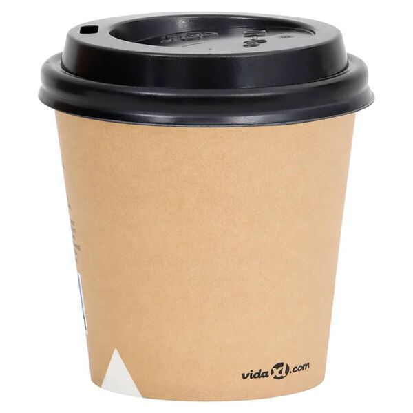 vidaXL Tasses &agrave; caf&eacute; en papier avec couvercles 120 ml 500 pcs Marron