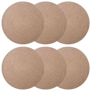 vidaXL Placemets en jute 6 pc Naturel 100 % jute Tossa