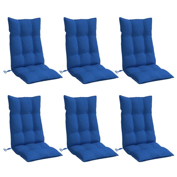 vidaXL Coussins de chaise &agrave; dossier haut lot de 6 bleu royal