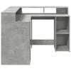 vidaXL Bureau et lumières LED gris béton 130x130x91cm bois ingénierie