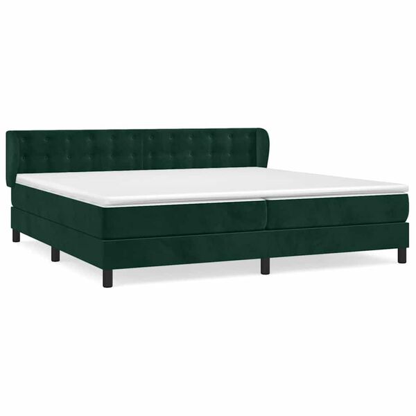 vidaXL Sommier &agrave; lattes de lit et matelas Vert fonc&eacute; 200x200cm Velours