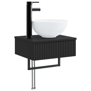 vidaXL Basin de lavage mural Noir 40 x 35 x 39 cm Bois d'ing&eacute;nierie