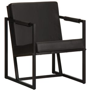 vidaXL Fauteuil noir cuir v&eacute;ritable