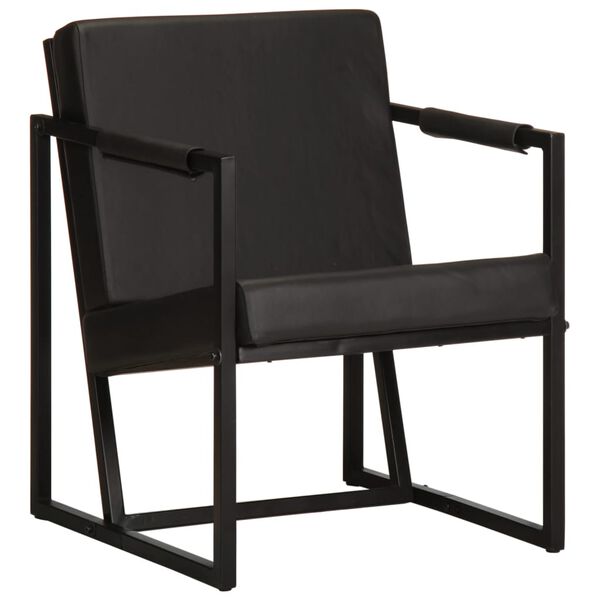 vidaXL Fauteuil noir cuir v&eacute;ritable