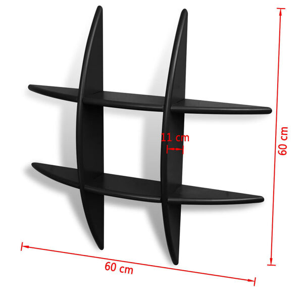 vidaXL Étagère murale MDF Noir Rangement de livres/DVD