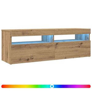 vidaXL Meuble TV avec lumi&egrave;res LED ch&ecirc;ne artisanal bois d'ing&eacute;nierie
