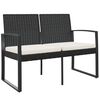 vidaXL Banc de jardin &agrave; 2 places avec coussins noir rotin PP