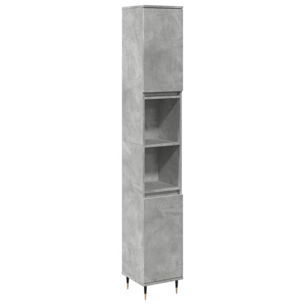 vidaXL Armoire de salle de bain gris béton 30x30x190 cm
