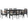 vidaXL Ensemble &agrave; manger de jardin 9pcs coussins noir r&eacute;sine tress&eacute;e