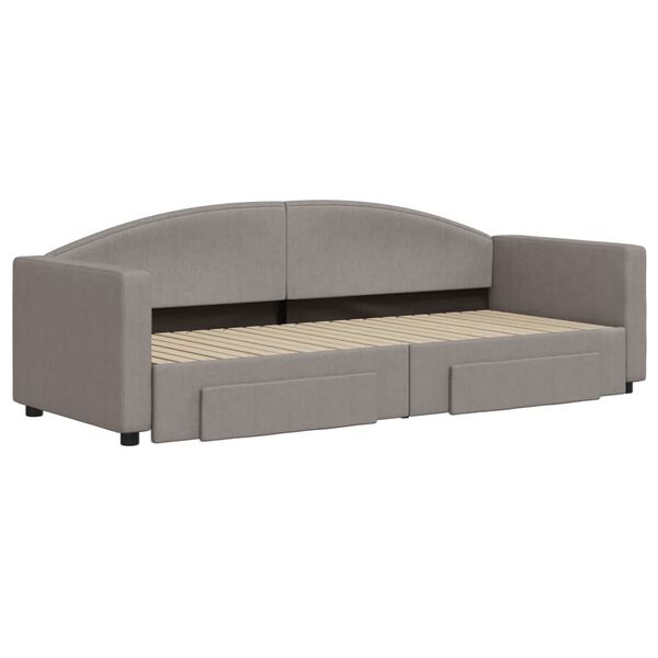 vidaXL Lit de jour avec gigogne et tiroirs sans matelas taupe 80x200cm