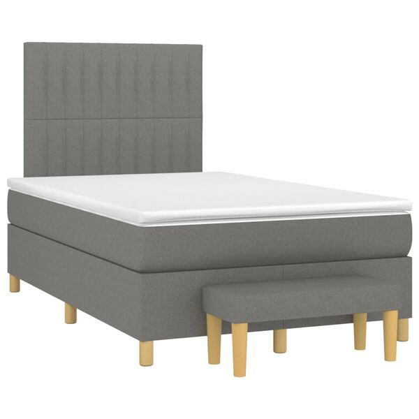 vidaXL Sommier &agrave; lattes de lit avec matelas Gris fonc&eacute; 120x200cm Tissu