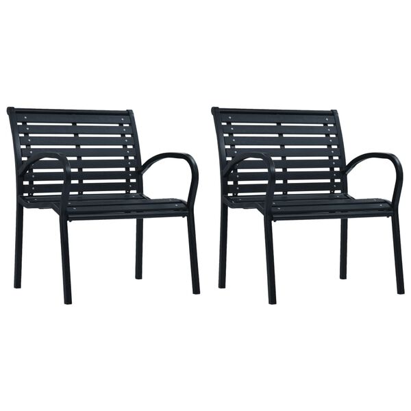 vidaXL Chaises de jardin lot de 2 Noir Acier et WPC
